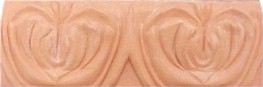 handmade bull nose designer ceramic tile with a high relief design and a one color glaze