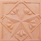 handmade ceramic terra cotta tile with a high relief design and a clear or matte glaze