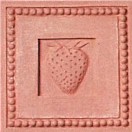 handmade terra cotta ceramic tile with a high relief shell design and a clear gloss or matte glaze