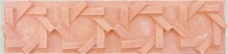 handmade terra cotta trim piece ceramic tile with a high relief design and a clear gloss or matte glaze